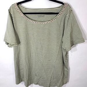 Talbots Plus Women's Size 2X Gray White Pink Shirt Top‎ Short Sleeve T-Shirt